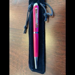 Swarovski NEW ball point pink mini pen (compact).  Simulated jewel at the top.
